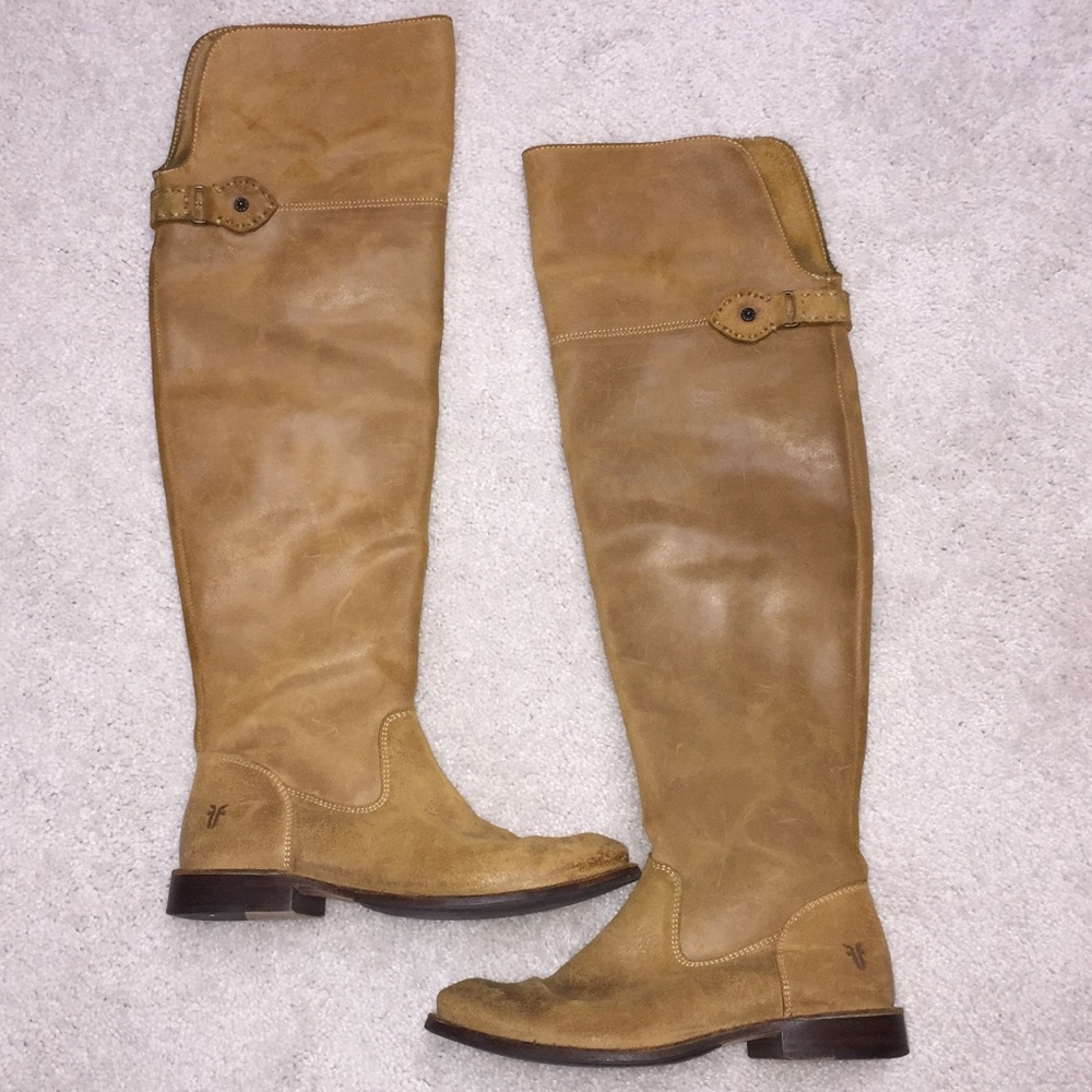 Frye over the knee suede cognac boots 6